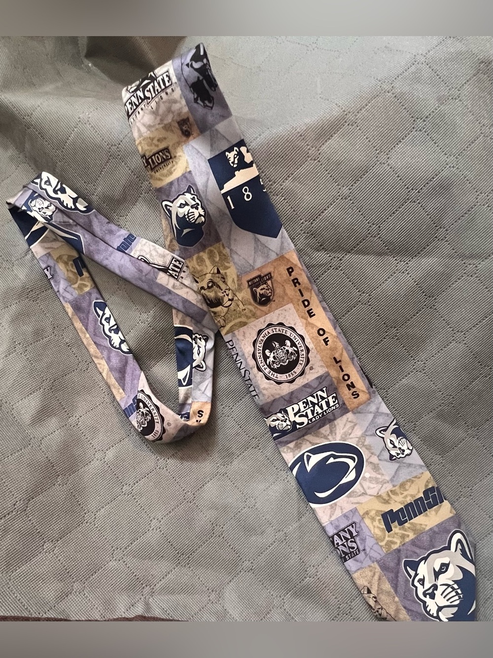 Vintage Penn State Nittany Lions 100% Silk Patchwork Collage Necktie NCAA